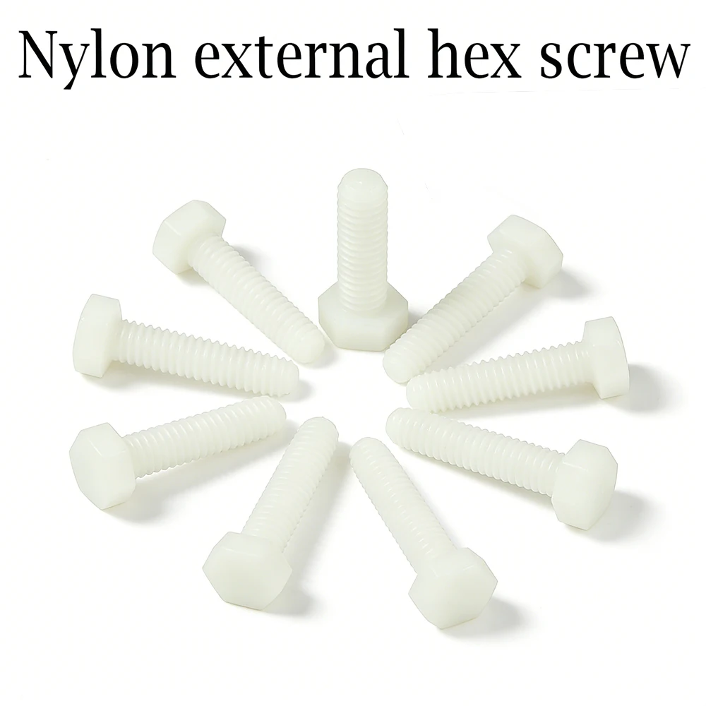 

1-50pcs Assorted Nylon Hex Bolts M3-M12 White Plastic Insulated Cap Screws 6-100mm Fastener Kit for Electronics