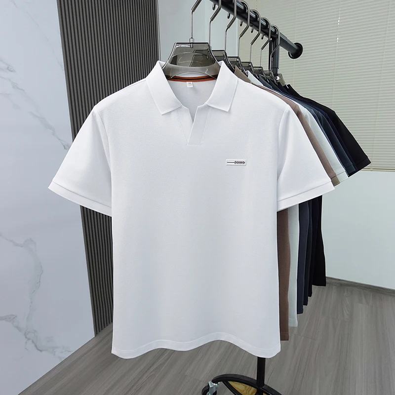 Hochwertiges Marken-Sommer-Polohemd mit kurzen Ärmeln für Herren, exquisites Abzeichen-Design, atmungsaktives und bequemes T-Shirt-Oberteil – Detail 13