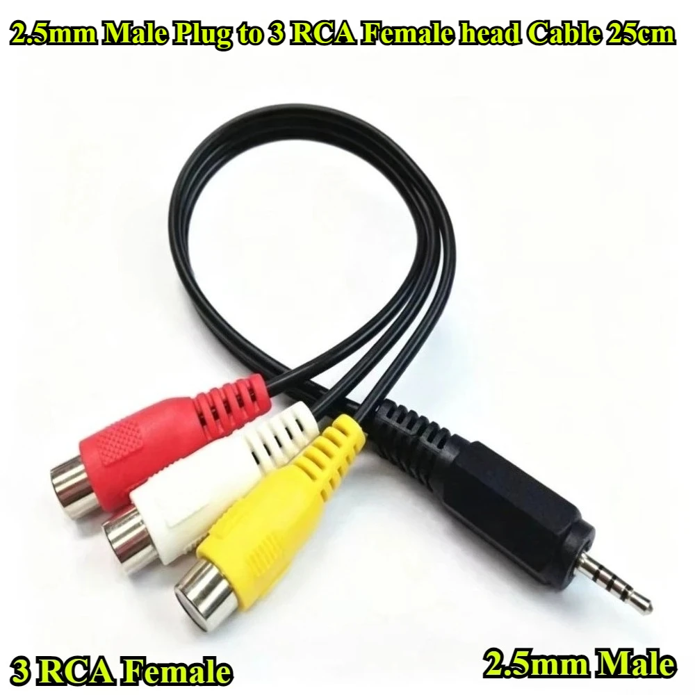 2/5/10Pcs/lot 2.5mm 1 Male Plug to 3 RCA Female head Audio Video AV Cable Wire Cord 25cm Adapter For Speaker Laptop DVD TV