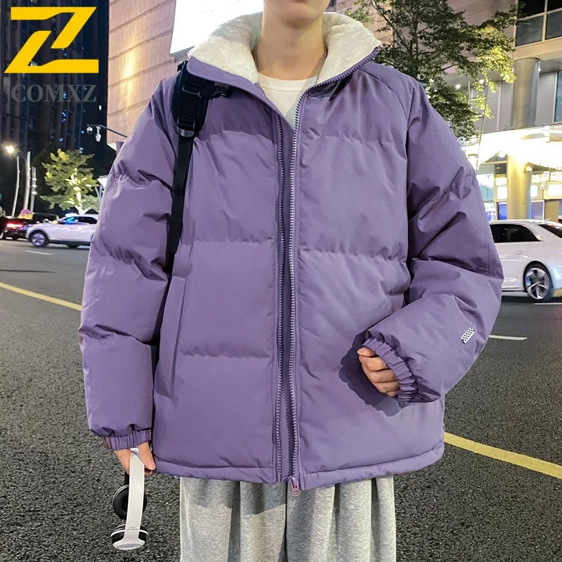 

COMXZ Classic Stand Collar Men Padded Jacket Outdoor Biking Cold Proof Motorcycle Coat Leisure Urban Style Cozy Winter Apparel