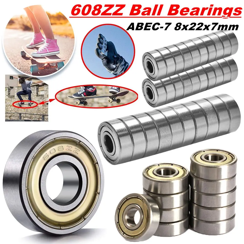 40-10pcs 608ZZ Ball Bearing Double Shielded Miniature High-carbon Steel Single Row 608ZZ ABEC-7 Deep Groove Ball Bearing 608 ZZ