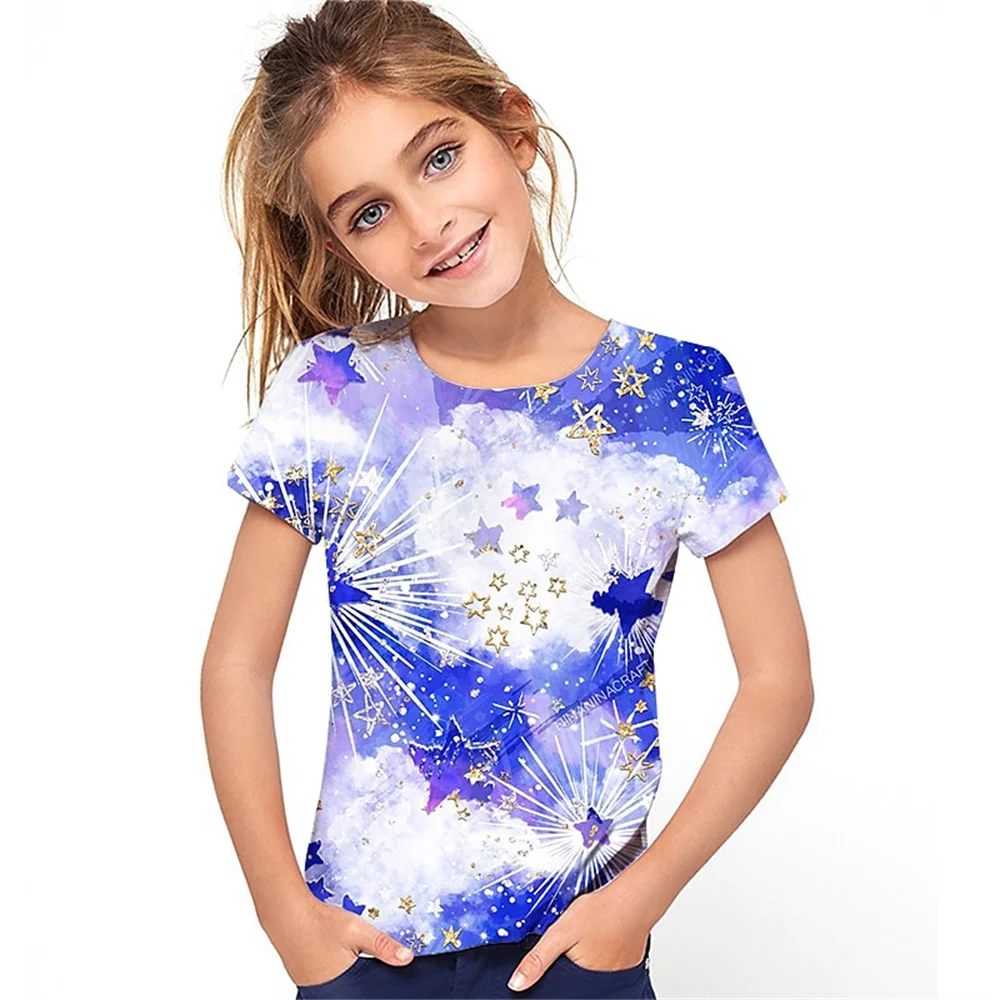 2025 Animal Horse 3d Print T Shirt For Girls Cute Simple Girl T Shirts Kids Gift Tee Short Sleeve Casual Top Children's Clothing