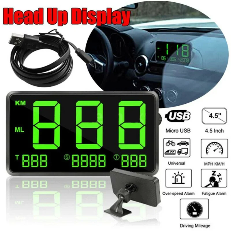 KM/h MPH Car GPS Speedometer Big Fonts LED Display C80 HUD Odometer Car Head Up Display Altitude Display Projector