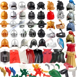 MOC Building Block Medieval Knight Roman Soldier Accessory Helmet Headwear Flame Feather Black Eagle Shield King cloak Brick Toy