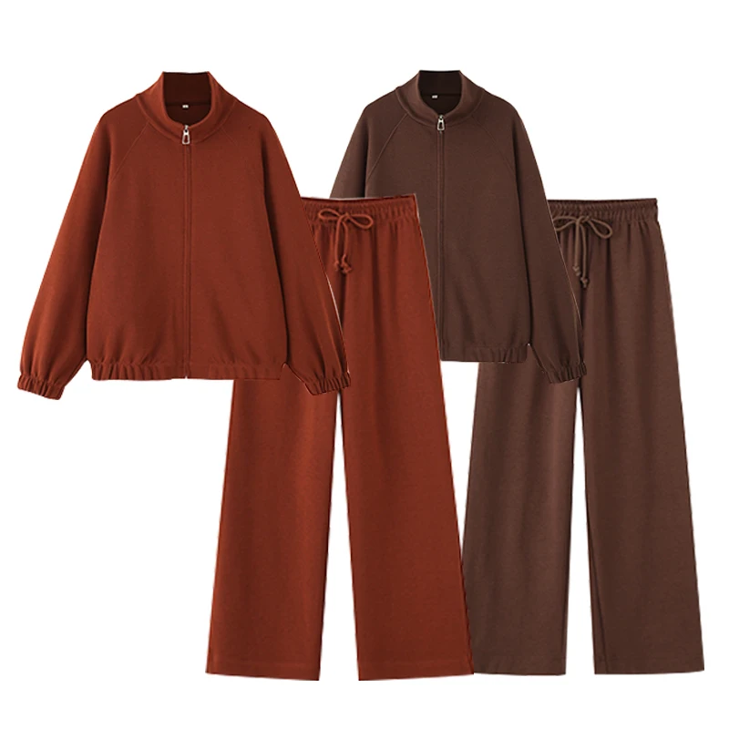 

Женские комплекты, осень 2025 г., новые свободные элегантные комплекты брюк, женские модные молодежные уличные дорожные шикарные брюки с эластичной резинкой на талии, костюмы из 2 предметов