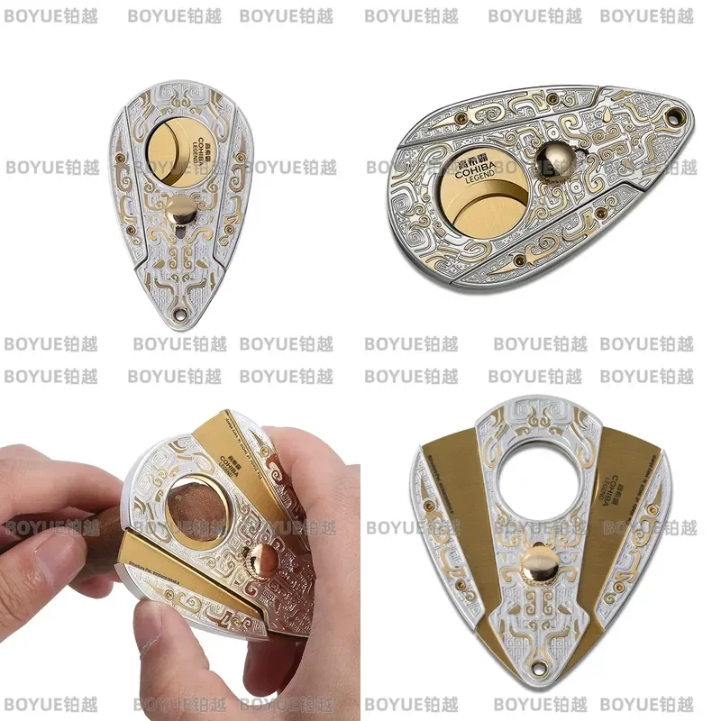 Portable Professional Cigar Cutter Stainless Steel Sharp Blade Smoke Accessory Tool for Cohiba Seal Series Premium Smoking
