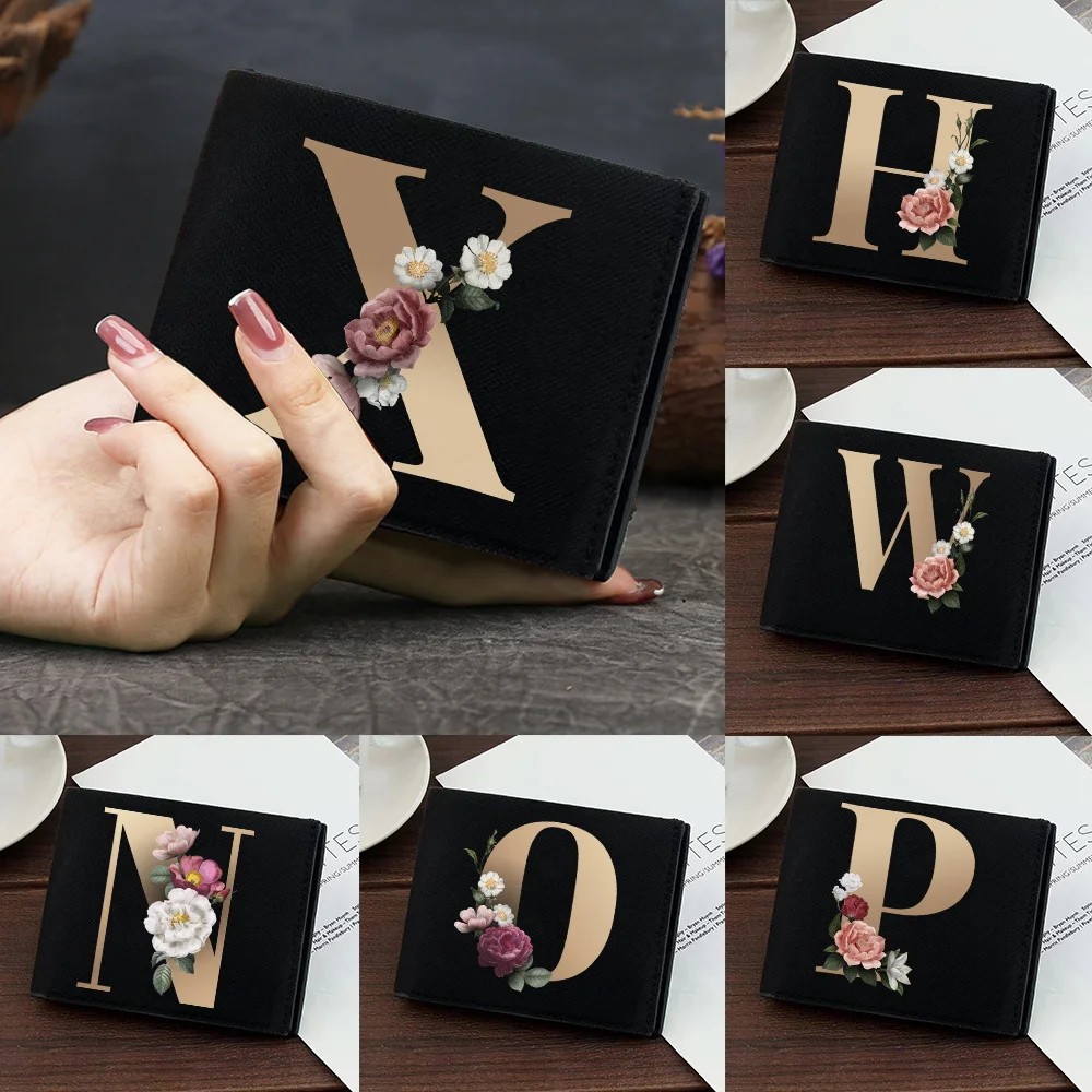 

Moneybag Simple and Durable High-quality Foldable Gold Printing Series Black Clutch Bag Coin Pouch Id Card Holder