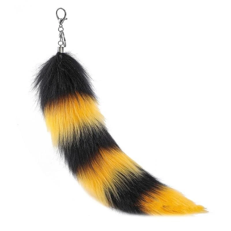 J78F Animal Tail Colorful Charm Handbag Decoration Unique Pendant