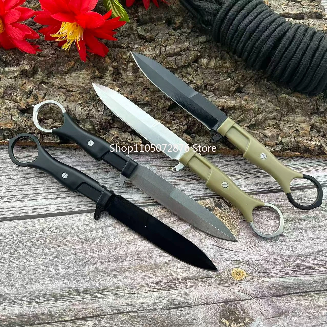 High Hardness Reinforced Nylon Handle 8Cr13Mov Fixed Blade Portable Knife, Outdoor Camping Jungle Adventure Self-defense Knife