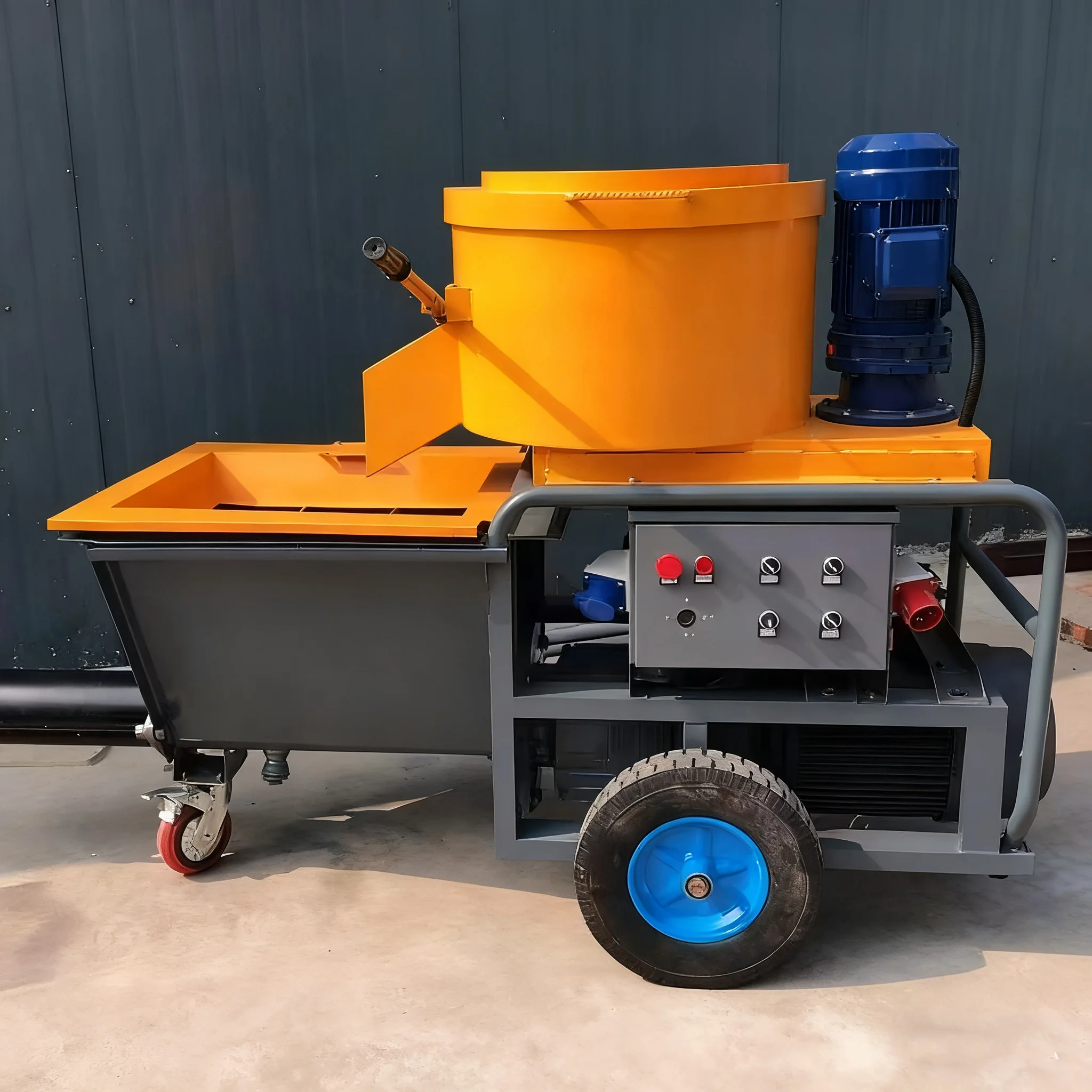 Mortar Spraying Machine Cement Sprayer Grout Pump Electric 380V 9KW 100L with Mixer High-Efficiency for Construction Wall
