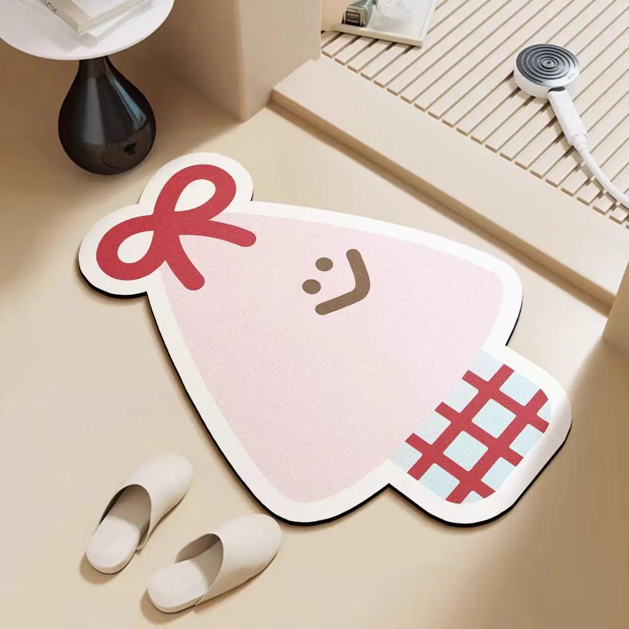 Cute Cartoon Diatom Mud Irregular Absorbent Door Mat, Non-slip Wear-resistant Dirt-resistant Floor Mat for Entrance Hall & Home