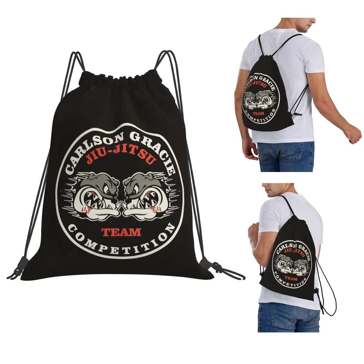 

Carlson Gracie Jiu Jitsu Team Backpacks Casual Drawstring Bags Sports Bag Book Bags for Man Woman Students