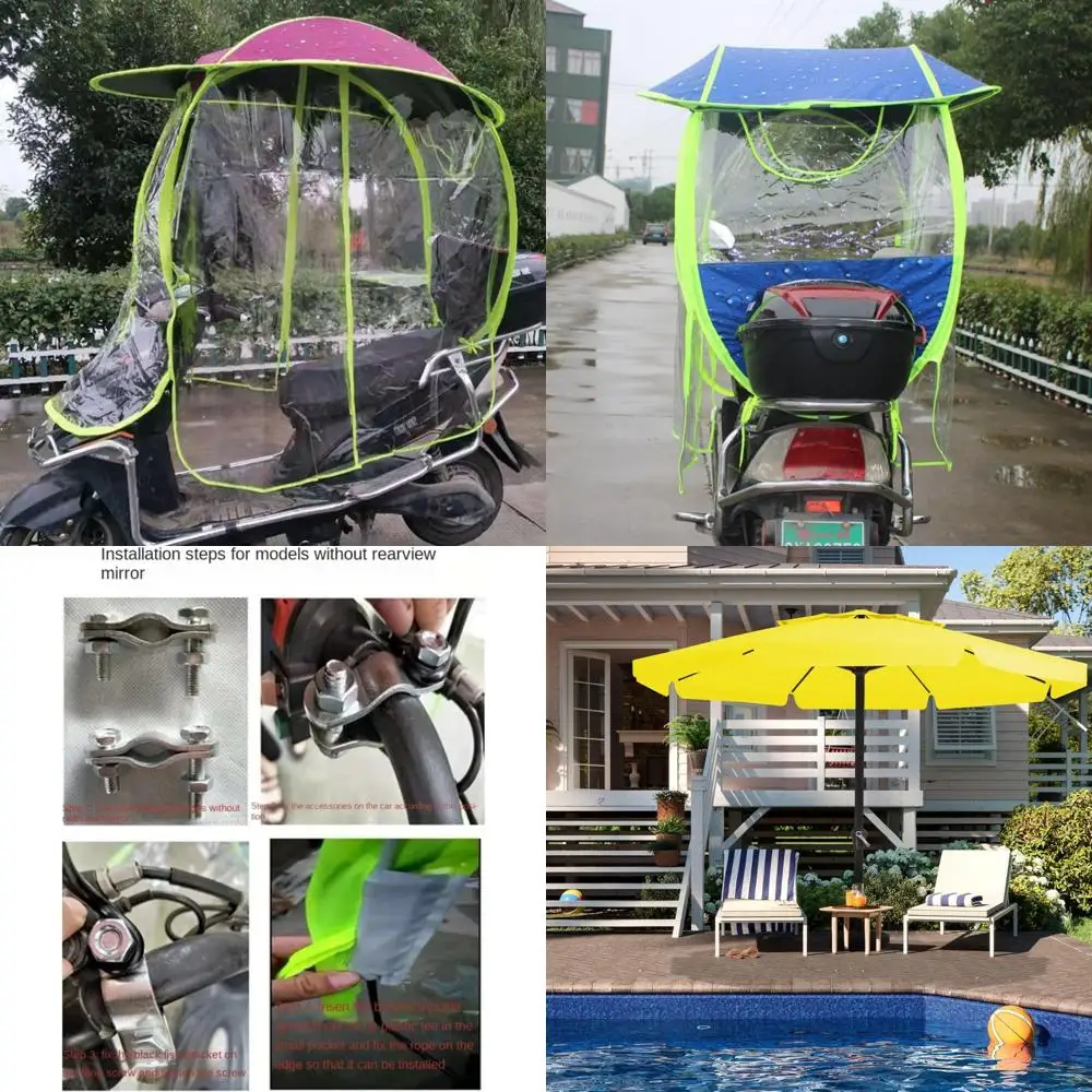 

Universal Motorcycle Rain Cover for Electric Cars - Semi-Closed Umbrella Canopy Awning, Sunshade, Battery Car Sun Umbrella Prote