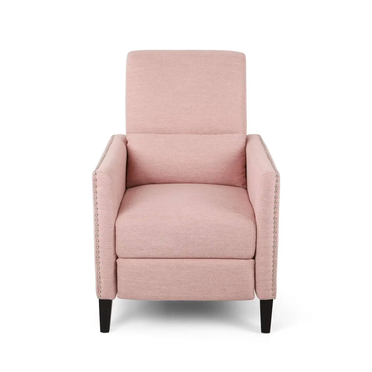 Contemporary Fabric Push Back Recliner Chair Adjustable Living Room Bedroom Light Blush Dark Brown, Customized