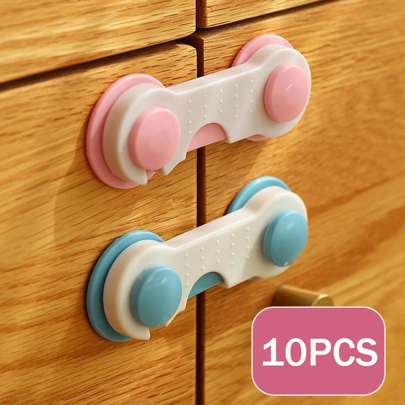 

10Pcs Children Safety Drawer Lock Kids Anti-Pinching Hand Cabinet Drawer Locks Home Security Protection Plastic Locker Buckle