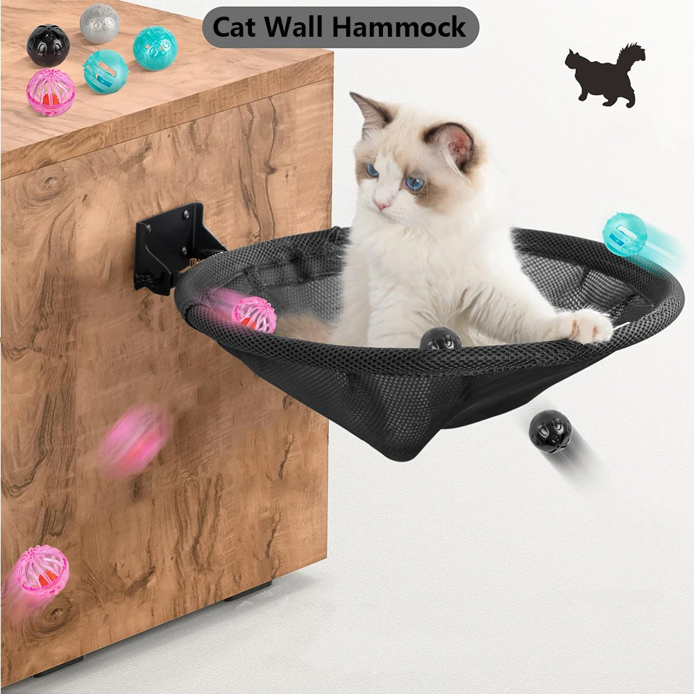 Cat Hammock Wall Mounted Hanging Bed Foldable Design Mesh or Velvet for Kitten Playing and Sleeping Available In All Seasons