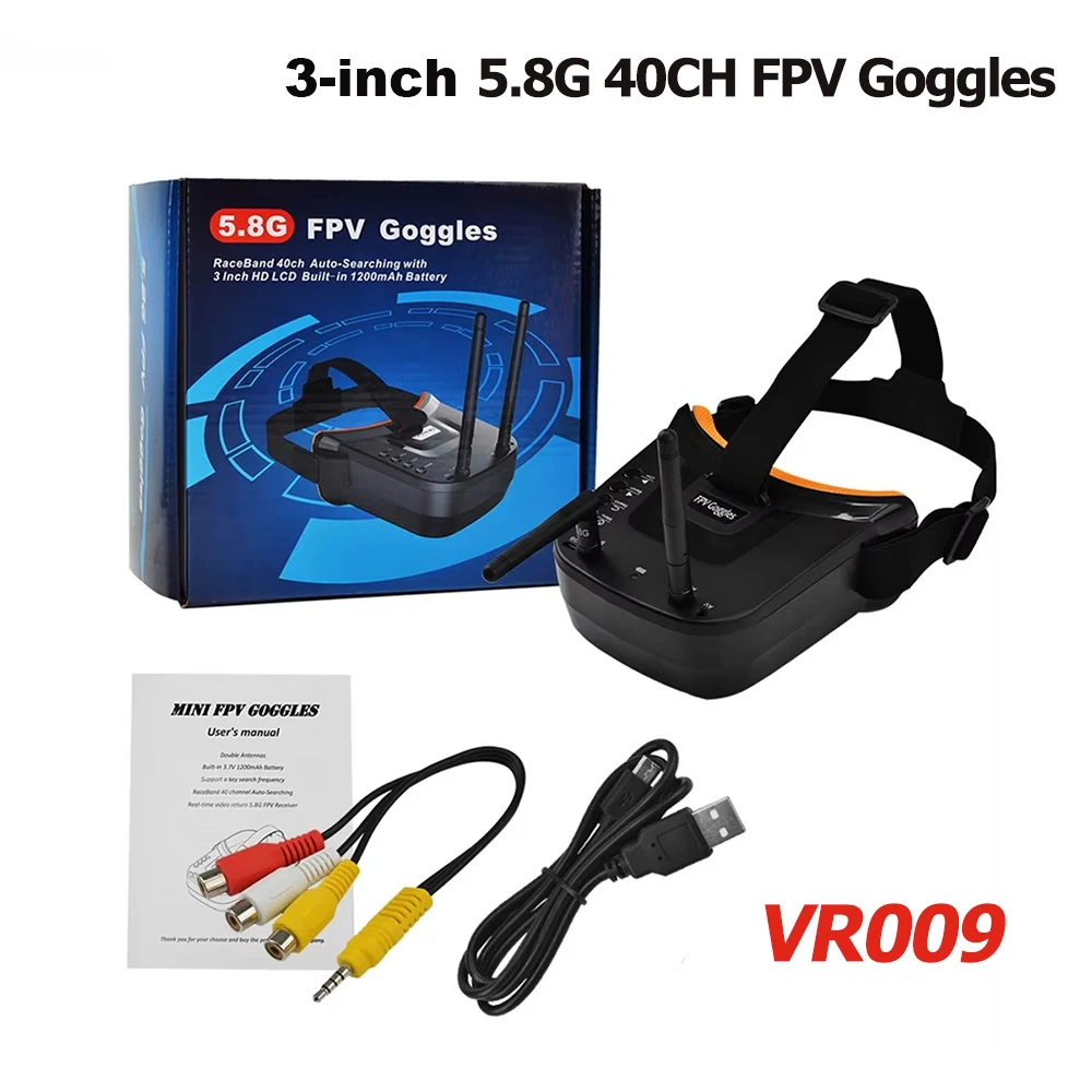 VR009 FPV نظارات الفيديو 3 بوصة 480*320 شاشة LCD المدمج في 5.8 جيجا هرتز 40CH هوائيات مزدوجة المدمج في البطارية لطائرات بدون طيار RC كوادكوبتر