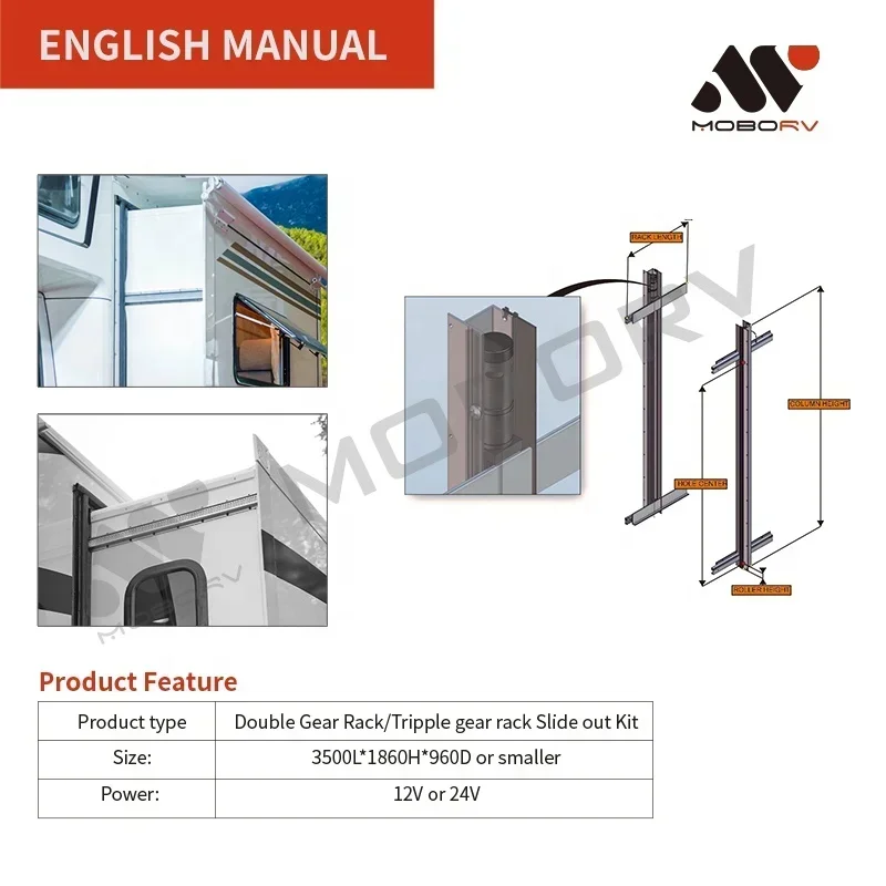 MOBO Lippert RV Slide out system for Class B Motorhome part electric mechanism system for camping car camper
