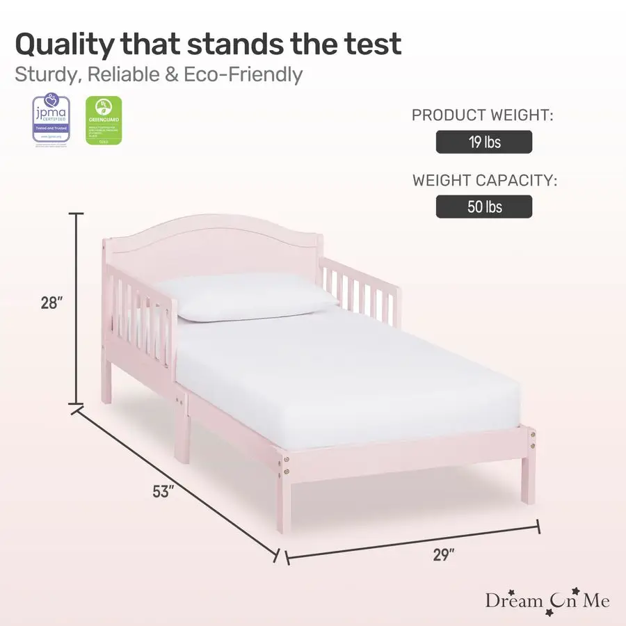Cama infantil Sydney em rosa blush, certificação Greenguard Gold 53 x 29 x 28 polegadas, pacote de 1