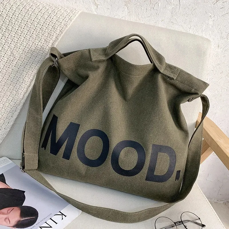 Top Canvas Bag Youth Men Shoulder Bags Large Capacity Hand Bags Letter Printed Crossbody Bags for Women Students School Bags