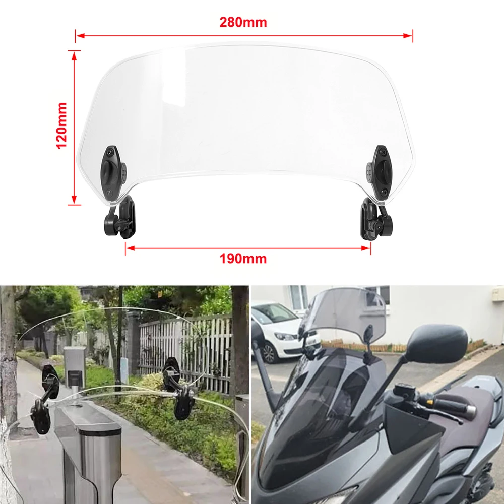 Universal Motorcycle Windshield Extension Adjustable Spoiler Clamp-On Windscreen Deflector Suitable For All Motorcycle Models