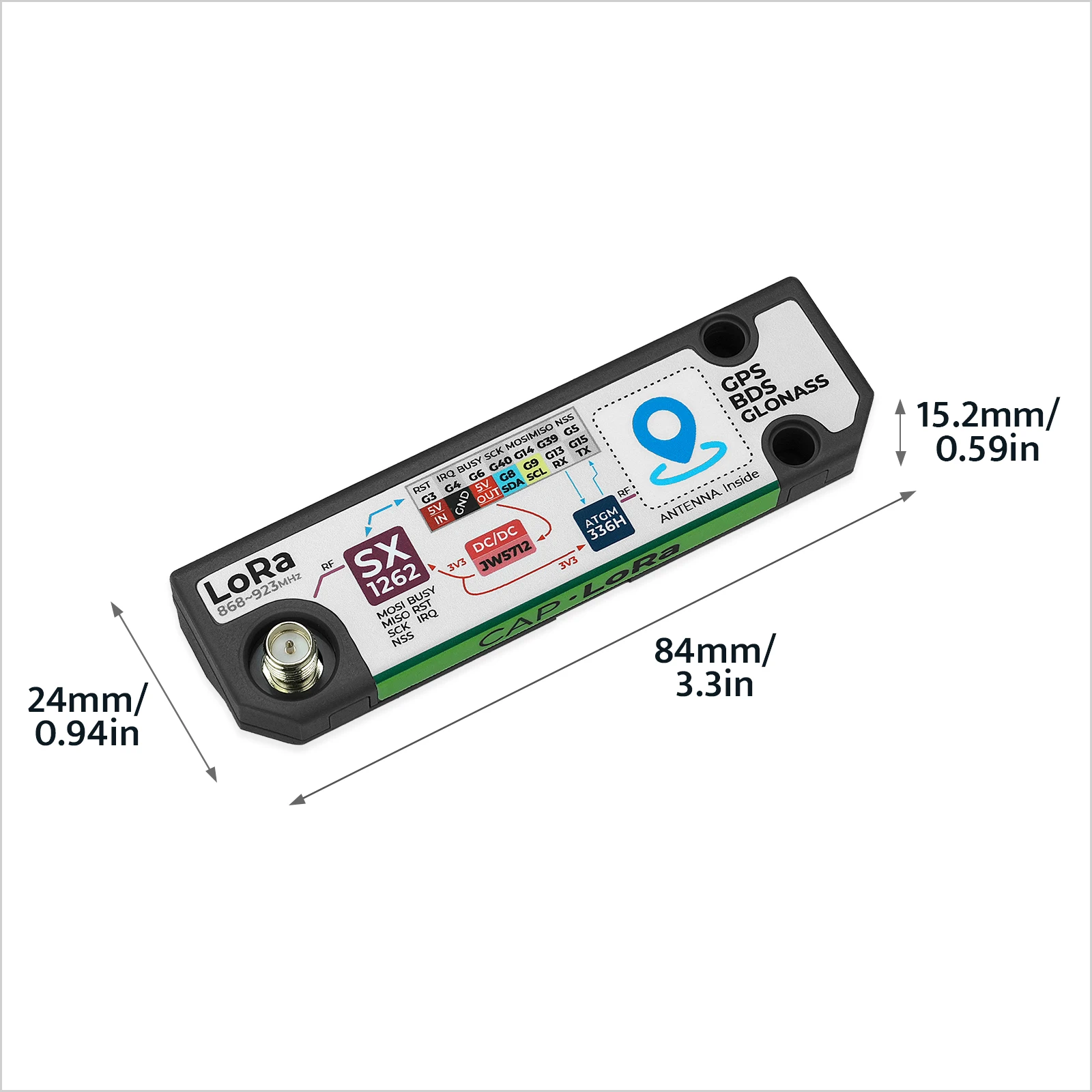 غطاء M5Stack الرسمي LoRa + GPS لـ Cardputer Adv (SX1262,ATGM336H)