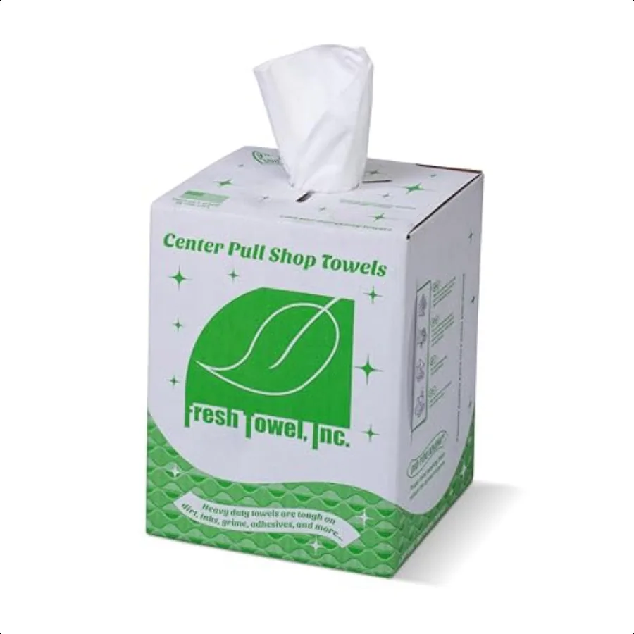 Fresh Towel Ultra Strong Center Pull Shop Handtücher 1 Box mit 300 Reinigungstüchern Weiß 9 x 12 Zoll FT500