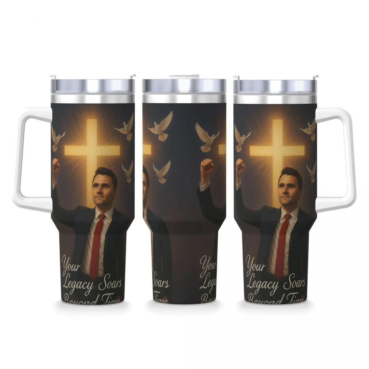 

Charlie Kirk Your Legacy Soars Beyond Time Стакан из нержавеющей стали Кемпинг Автомобильные кружки Большая емкость Термочашки Герметичная бутылка