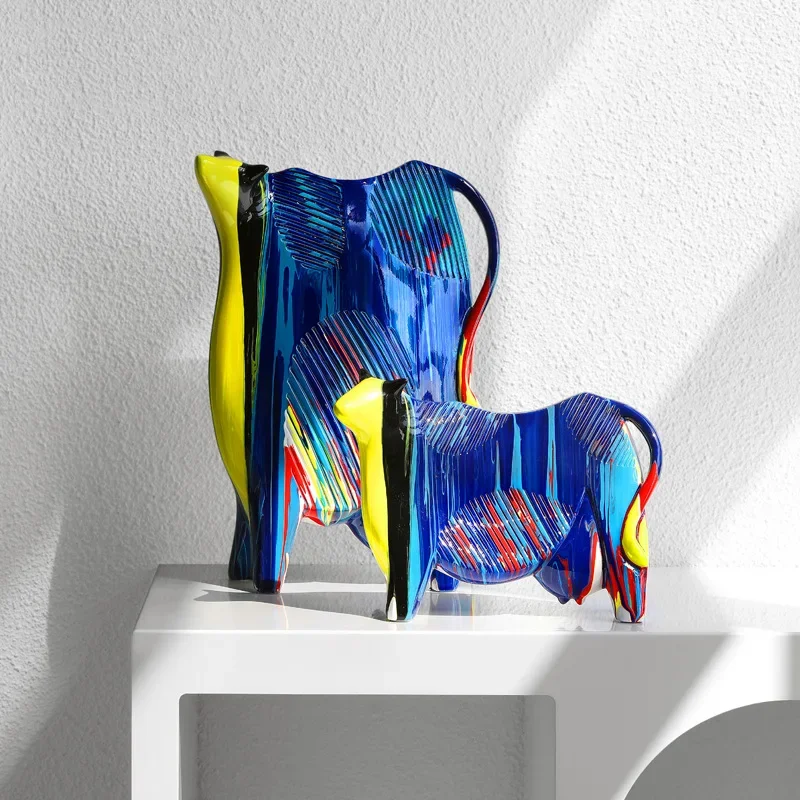 Cow ornament animal creative living room TV cabinet porch desktop home soft decoration crafts