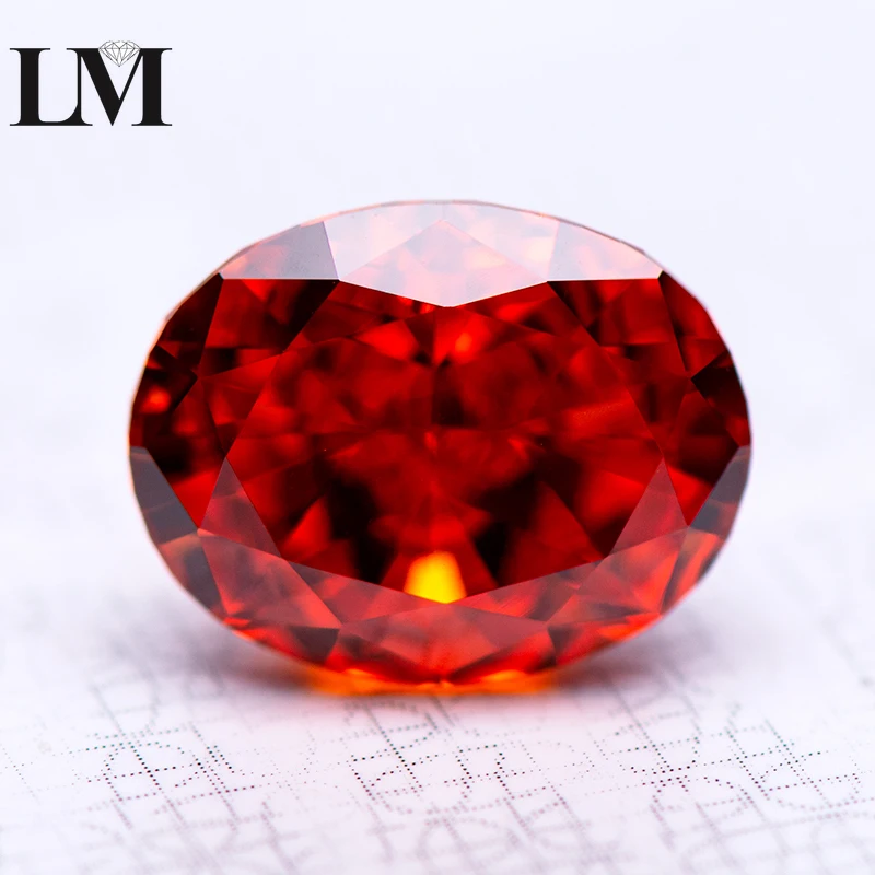 

Cubic Zirconia Gemstone 5A Grade 4k Crushed Ice Cut Red Color Oval Shape Lab Synthetic Cz Stone For High Quality Jewelry Making