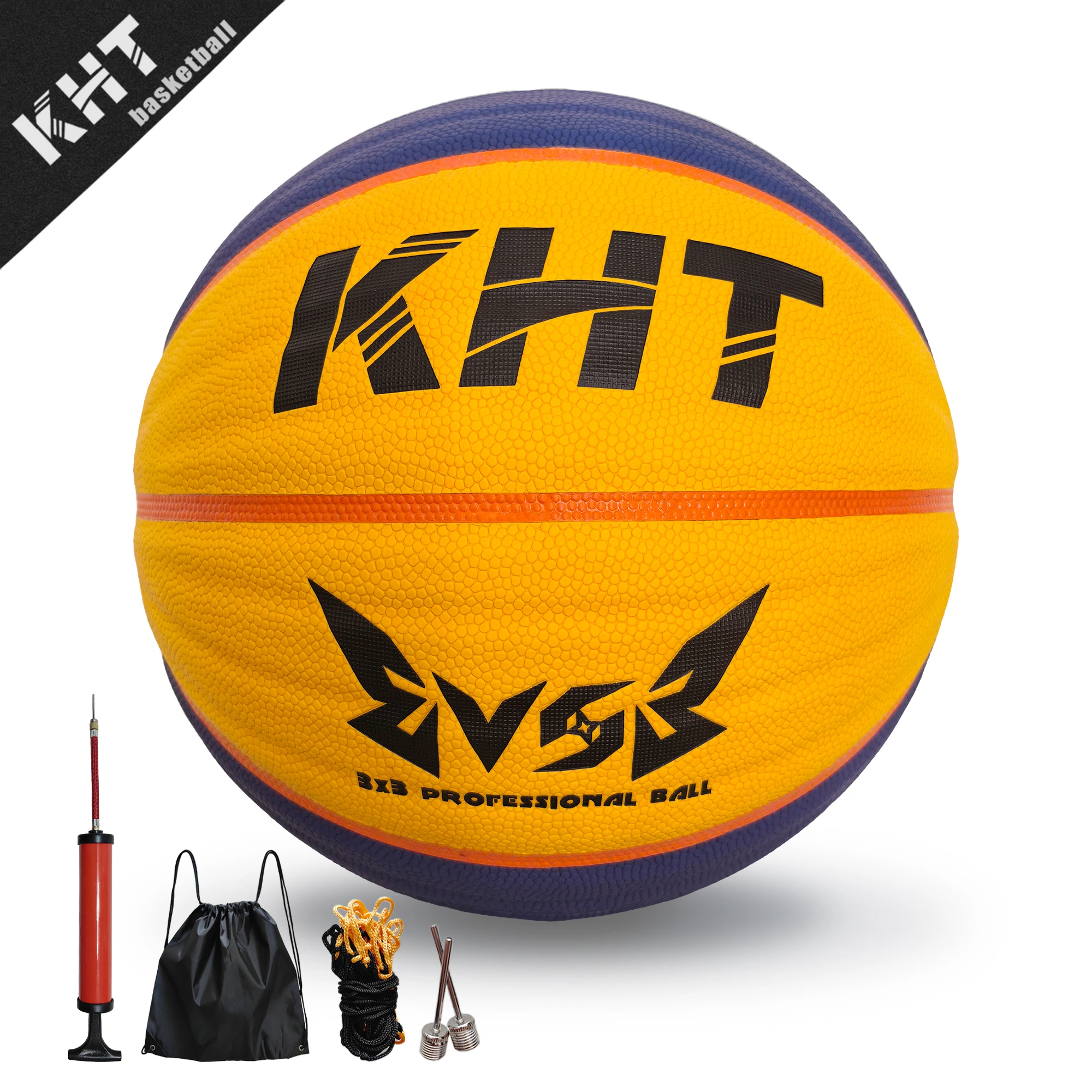 KHT Basketball 3X3 Match High Elasticity and Grip PU Ball Street Training Performnce Size 6/Size 7 for Women &  Men