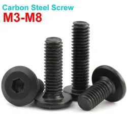 10/ 20/ 50Pcs M3 M4 M5 M6 M8 Black Carbon Steel Hypotenuse Flat Head Hex Socket Drive Screw Down Side Furniture Screws