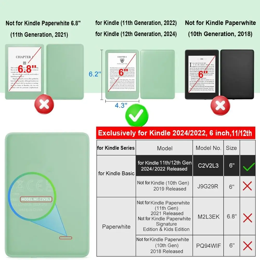 가죽 E-리더 보호 쉘, 킨들 베이직 2024, 12 세대 스마트 케이스, 폴리오 커버, 6 인치, C2V2L3, 자동 절전 및 깨우기, 신제품