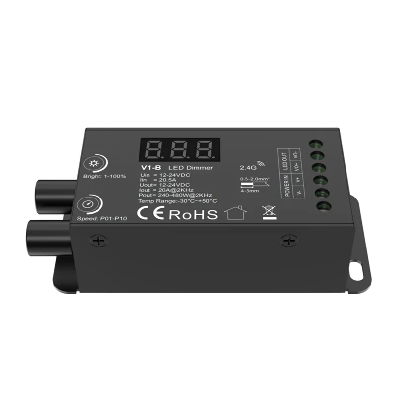 GO-Dual Knob Constant Voltage LED Dmmer 1Chx20a Wireless Remote Control Numeric Display CV Controller V1-B