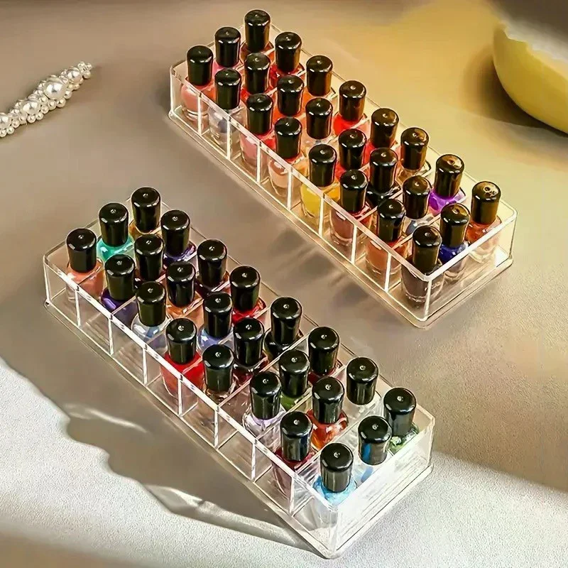 8 Compartments Nail Polish Organizer Wearable Nail Display Acrylic Boxes Clear Drawer Organizers Case