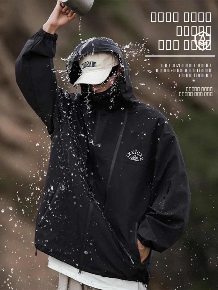 

Bla Samurai Sanyuan Men's Jaet Spring Autumn Outdoor Sports Climbing Hooded Zipper Closure Regular Sve Length Jaet