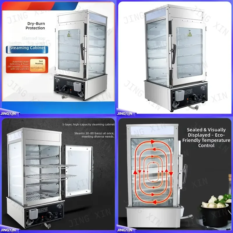 Custom for 5 Tier Electric Dumpling Steamer Commercial Baozi Mantou Maker Automatic Steam Cabinet Fast Frozen Bun Cooking