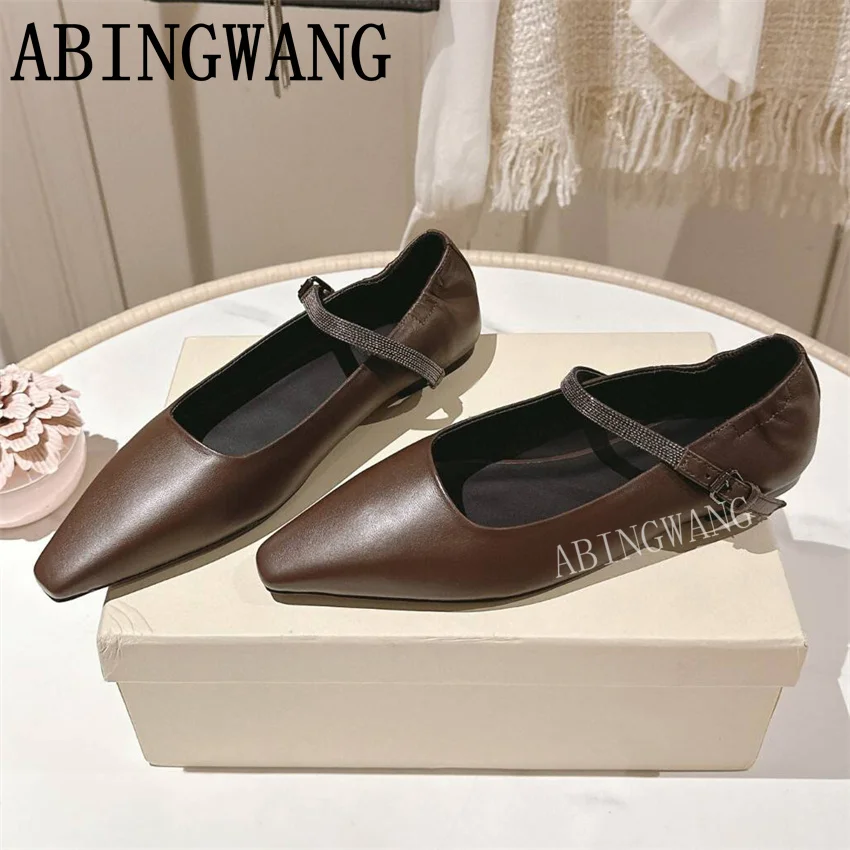 

2025 New Suede Leather Women's Loafers Pointed Toe Buckle Strap Lazy Mules Casual Daily Shoes Women Summer Shoes Mujer