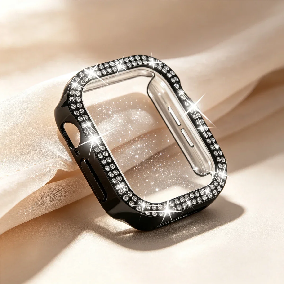 Cover For Apple Watch Series 12 46mm 42mm Case Women Anti-Scratch Protection Bumper Protector Single/Double Diamond Protection