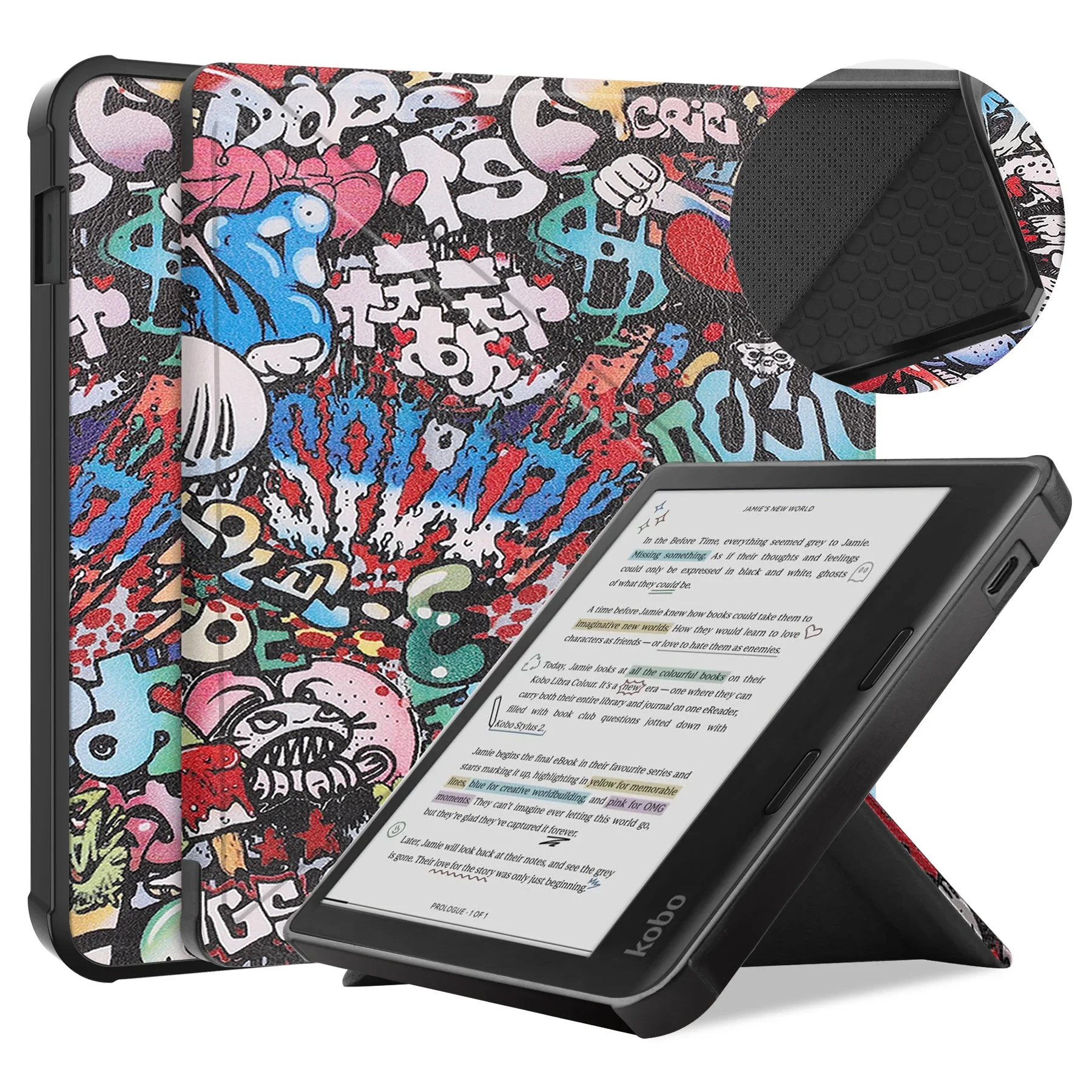 For Kobo Libra Colour 2024 7 inch Smart Magnetic PU Leather Case Shockproof Protective Shell Auto Sleep/Wake
