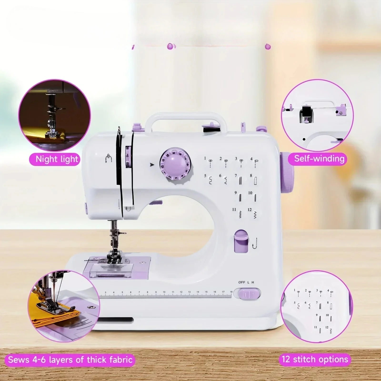 

New Portable Electric Sewing Machine Pro With 12 Stitches Patterns, Multifunctional Home Sewing Machine Parents sewing tools