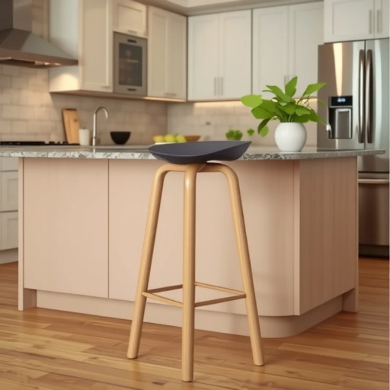 Modern Bar Chair Bar Chair Cafe Stool Metal Wood Grain Commercial Bar