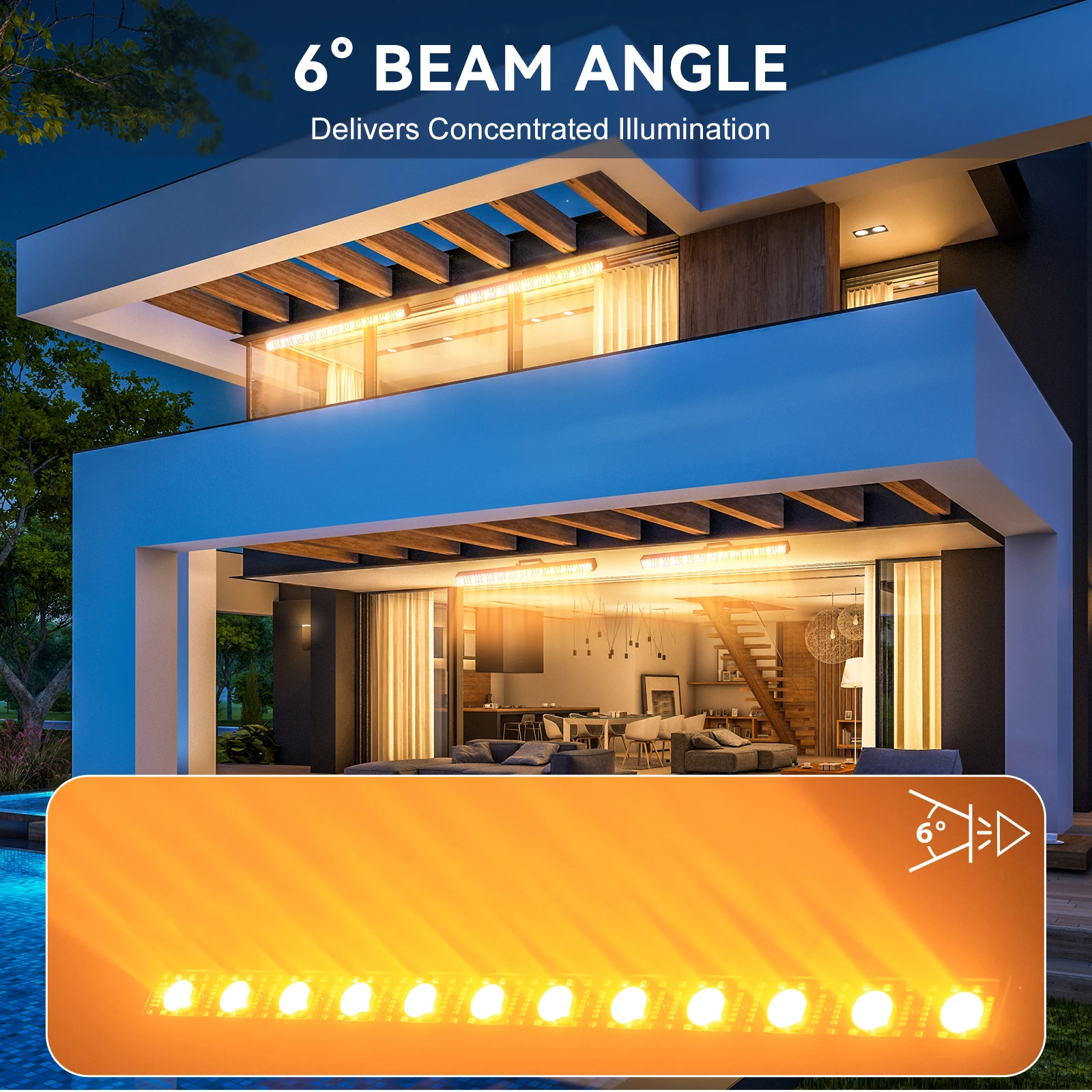 Yiflamefly 2Pcs 200W 12 LEDs RGB Strobe Beam Wall Washer Light DMX512 5/14/73 CH Voice control For Weddings Commercial Lighting