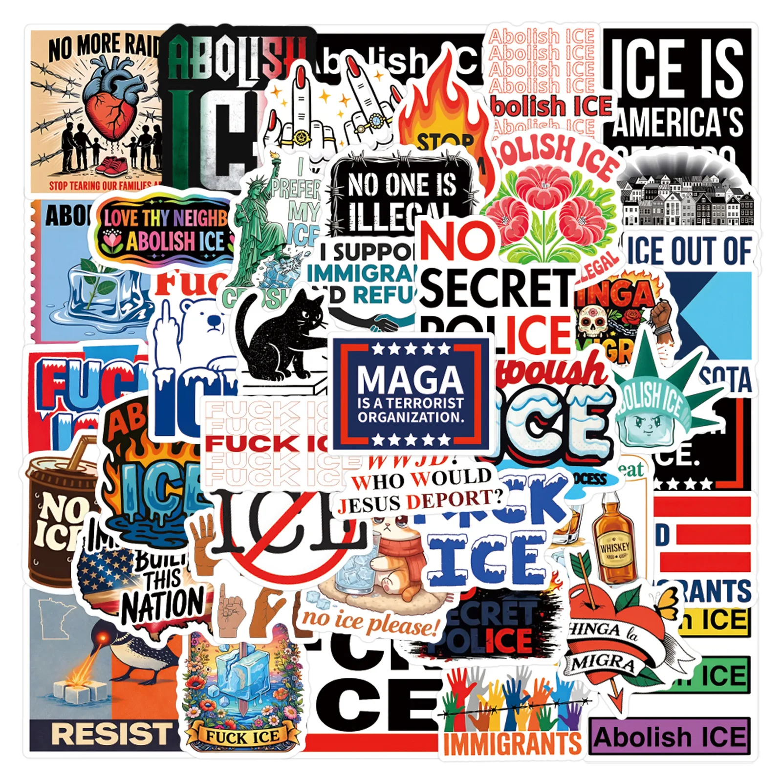 

55Pcs New Fun ICE Graffiti Stickers Decorative Notebook Luggage Water Bottle Skateboard Stickers