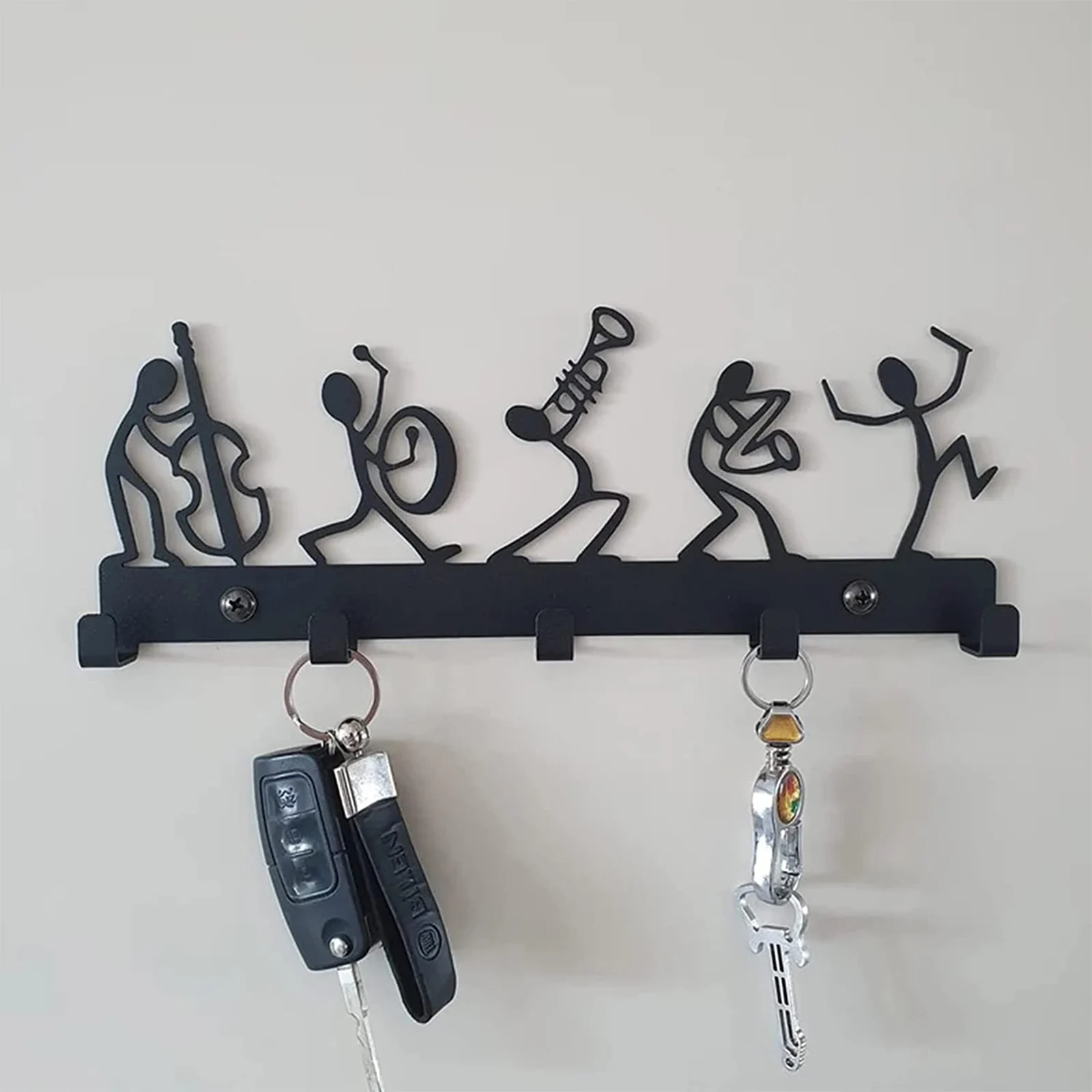 Key Holder for Wall Mount Cat Sweet Home Decorative 5 Hook Rack Metal Hanger Front Door Kitchen Bathroom Clothes Hat Organizer