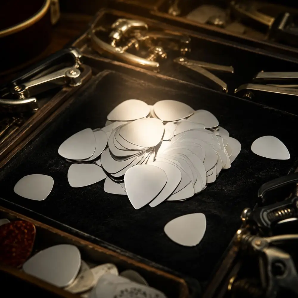 20pcs Blank Metal Guitar Picks Stainless Steel Engravable Plectrum Accessory for Bass Ukulele Lovers YMY