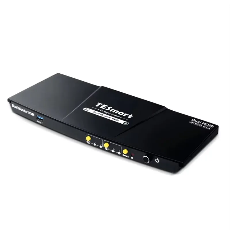 4K 60Hz HDMI KVM Switcher Support 2 Monitors 2 Computers USB 3.0 MST Built-in Charging Module Network EDID Video Matrix