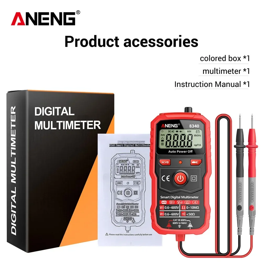 Digital Multimeter, NCV Tool, Resistance Ohm Meter, AC/DC Voltmeter, Intelligent 1999 Counts, ANENG 8340