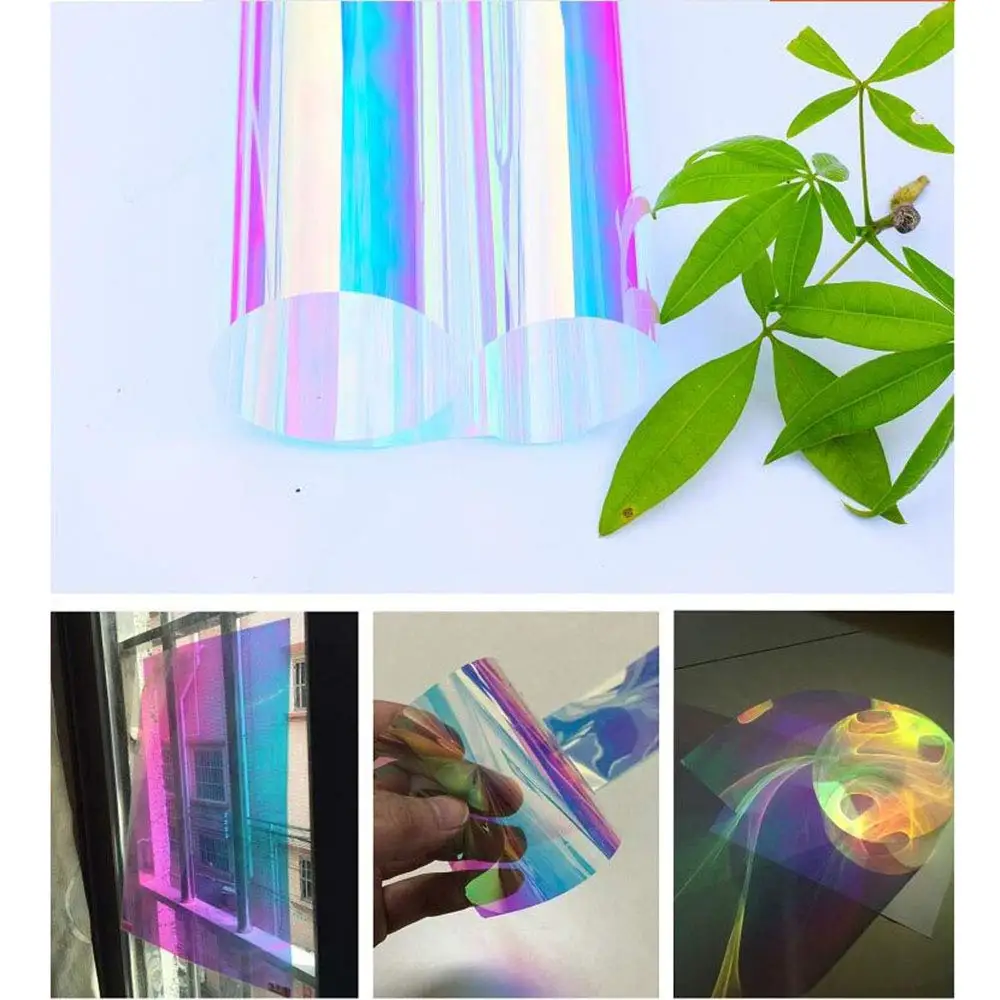 One Way Mirror Rainbow Window Film Pet Chameleon Stained Glass for Home Car Iridescent Decorative Window Tint Self Adhesive Film