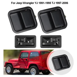 4pcs Interior&Exterior Door Handles For Jeep Wrangler YJ 1991-1995 TJ 1997-2006 55176383AE 55176476 Door Handle Car Accessories